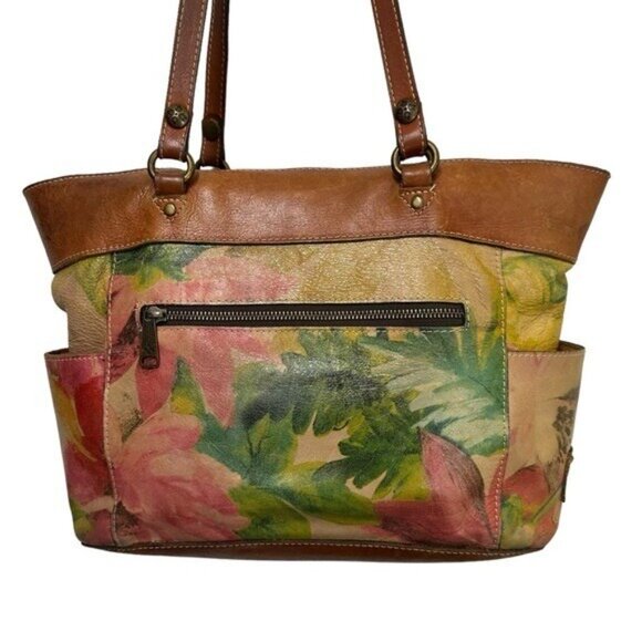 Patricia Nash Bolsena Tote Bag Purse Handbag Leather Floral Print Autographed - Picture 4 of 14